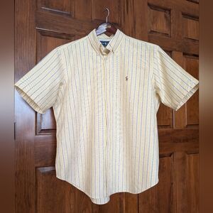 Ralph Lauren Men's Yellow and Blue Striped Shirt